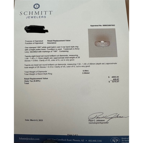 Bony Levy 18K White Gold Diamond Pave Dome Ring 0.99ct - Picture 7 of 7